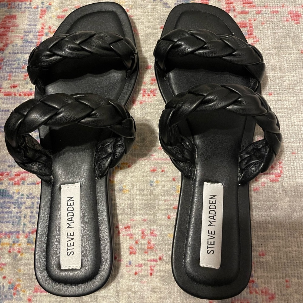 Steve Madden black braided sandals (size 10)